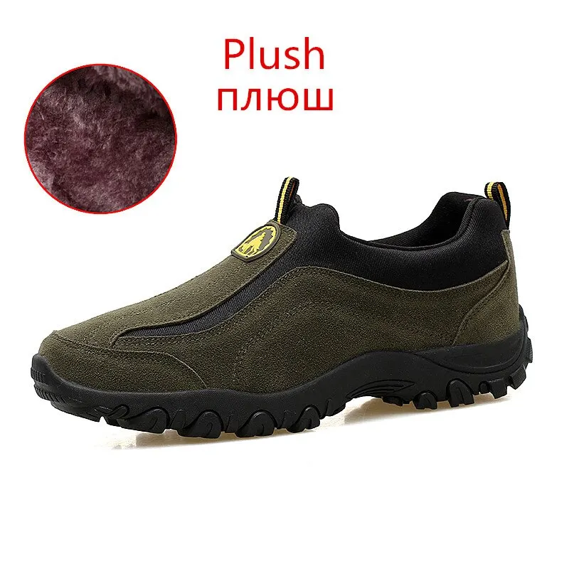 Army Green Мужские ботинки на меху; коллекция года; теплые зимние ботинки; мужские зимние ботинки; Рабочая обувь; Мужская обувь; модные резиновые ботильоны - Цвет: Army Green