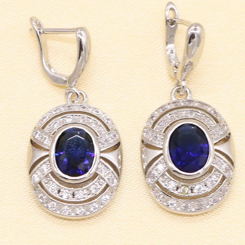 XUTAAYI Серебряные Ювелирные наборы для женщин синий кубический цирконий Белый