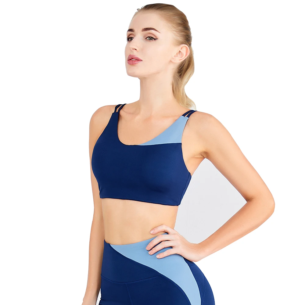

Women Yoga Bra Wireless Pads Color Blocking Shock Proof Push Up Vest Dancing Exercise Fitness Gym Workout Brassiere