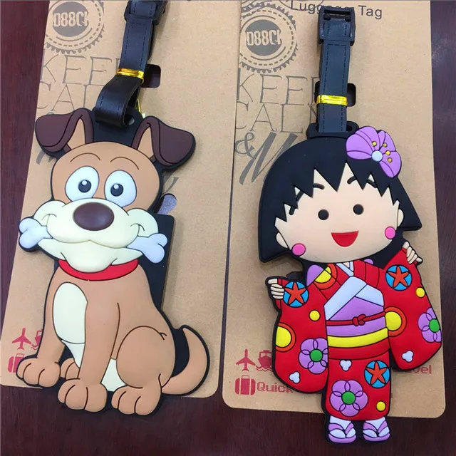 

COSANER Chi-bi Maruko Dog Luggage Tag PVC Pendants Portable Travel Label Suitcase Address Holder tags anime