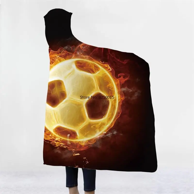 

Wholesale Basketball football 3D Print Hoodie Blanket Coral Fleece Hooded Blanket Warm Travel Airplane Sofa Throw Blanket Kids