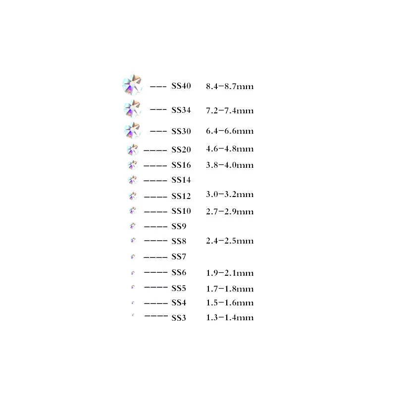 Swarovsky AB SS3 40 Mix Стразы для ногтей стеклянные 3D украшения плоские кристаллы