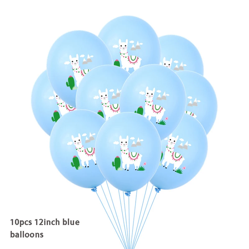 10ps blue balloon Fiesta вечерние украшения Мексиканская вечерние поставки красочные Альпака кактус Fiesta Виниловый фон с шарами кактус Фольга шары девичник - Цвет: 10ps blue balloon