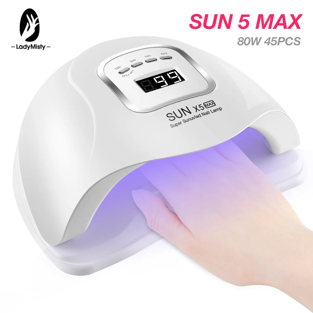 УФ лампа LadyMisty SUN 5MAX для маникюра сушилка Светодиодный гтей сушки гель лака 45