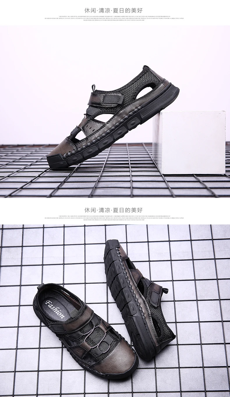 Brand New Fashion Summer Beach Breathable Men Sandals Genuine Leather Men's Sandal Man Causal Shoes Plus Size 38-46