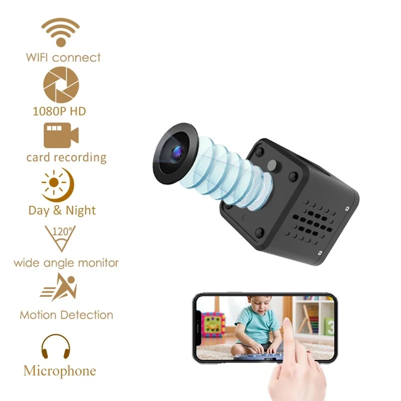 Мини камера видеонаблюдения 1080P HD Wi Fi с функцией ночного видения|Компактные