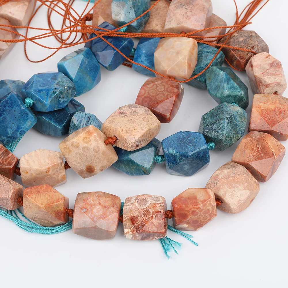 Синий цвет квадратный коралловый нефрит ломтики разделитель бусины ювелирные