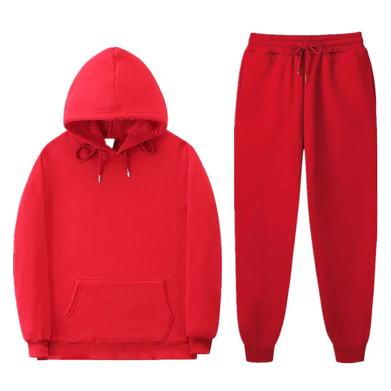 

Streetwear Hoodies sets Chandal hombre invierno Solid color Hooded Sweatshirt +Pants men's sets Sweat capuche homme fashion suit