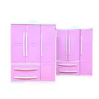 Трехдверный розовый современный гардероб, игровой набор для мебели Barbi, можно разместить обувь