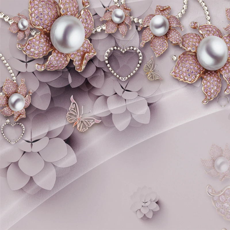 Роскошные 3D тисненые фиолетовые цветочные ювелирные обои для фотосъемки постер