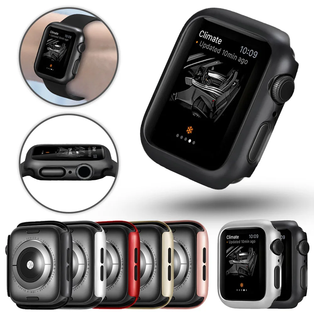PC защитный чехол для Apple Watch Series 5 4 3 2 38 мм 42 мм 40 мм 44 мм Защита бампера для iWatch 4 3 крышка рамы