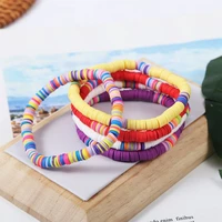 bohemian beach summer bracelets women personalized design mixed colored soft pottery geometric disc jewelry for girls