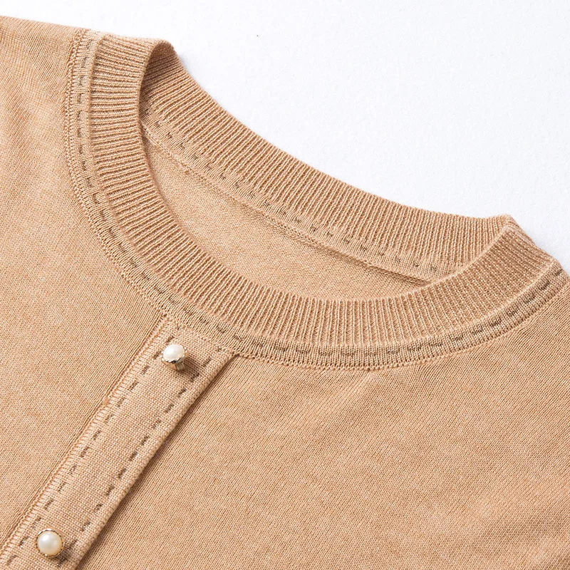 

Korean Style Solid Pocket Elastic Sweater Women 2021 New Basic Slim Fit Pullover Knitted Top Fashion Button Long Sleeve Sweater