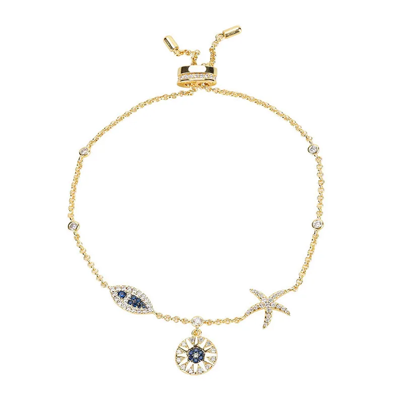 

New Starfish Fish Sun Summer Ocean Bracelet Devil's Eye Lucky Bracelets Tropical Holiday Style Female Jewelry Zk30