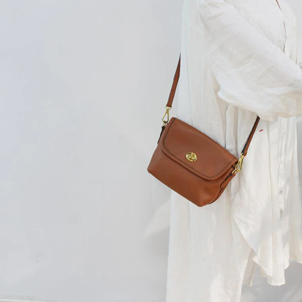 Простая Сумка через плечо из натуральной кожи Маленький модный дизайнерский