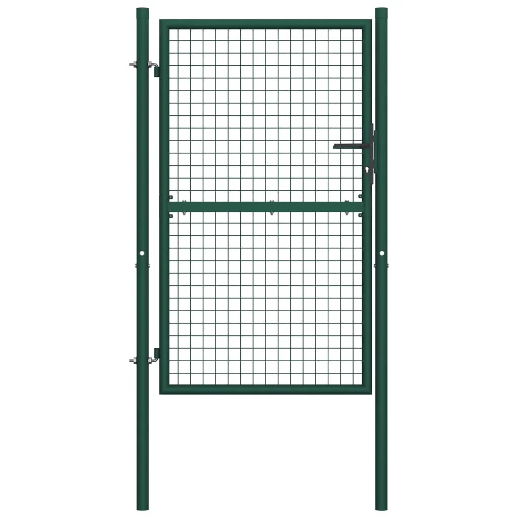 Puerta de valla de acero, 39,4 "x 78,7", Verde-0