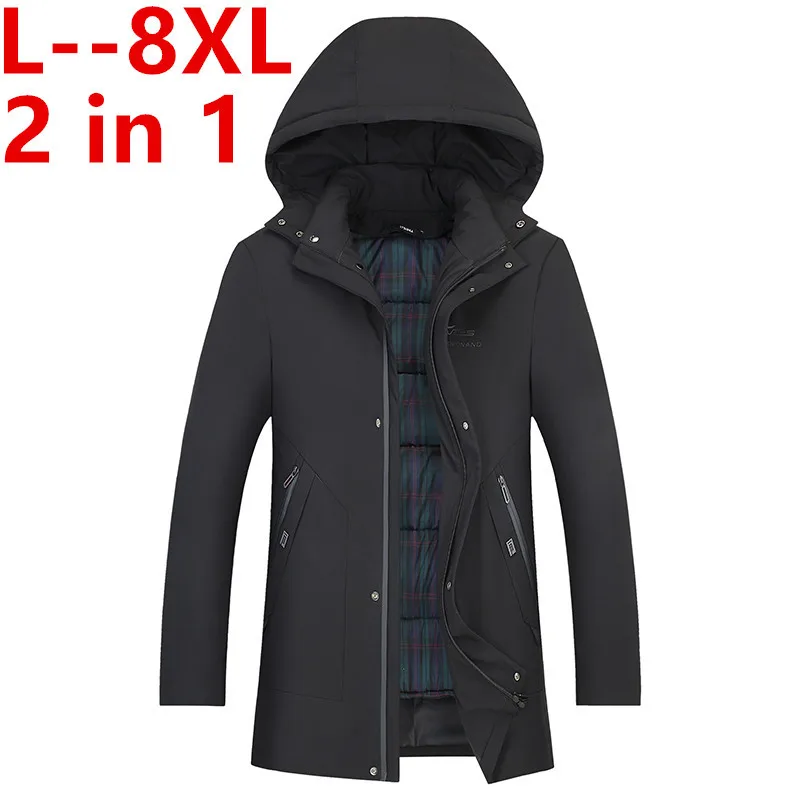 Большие размеры 10XL 8XL 6XL 5XL брендовая зимняя куртка Мужская длинная парка толстая