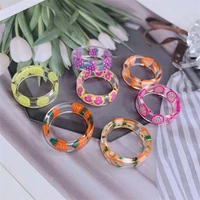 sweet handmade colorful strawberry lemon apple ring fashion resin transparent inside fruit creative finger ring for girl jewelry