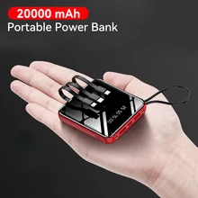 Portable 20000mAh Power Bank Mirror Digital Display External Battery Phone Charger for iPhone 12 Smart Phone Power Bank Charger