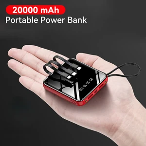 portable 20000mah power bank mirror digital display external battery phone charger for iphone 12 smart phone power bank charger free global shipping