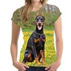 2021 женские футболки 3d Животные Модные женские с О-образным вырезом с коротким рукавом оверсайз Топы XXS-6XL собака добермана принты летние дропшиппинг