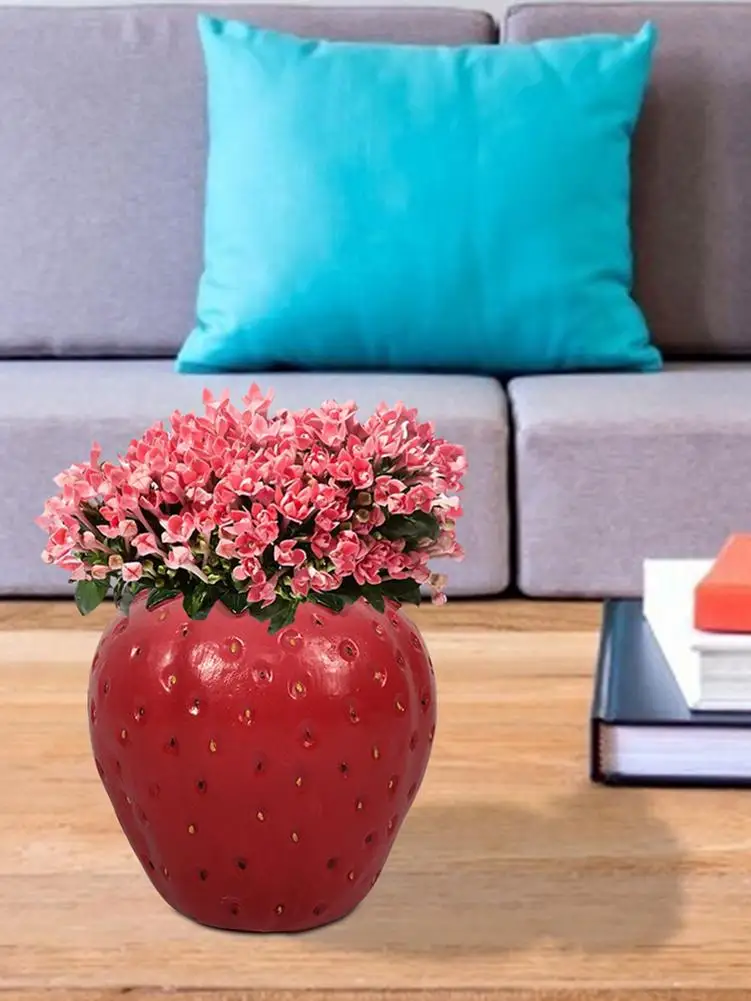 Милая настольная ваза ручной работы с клубничным декором уникальный женский