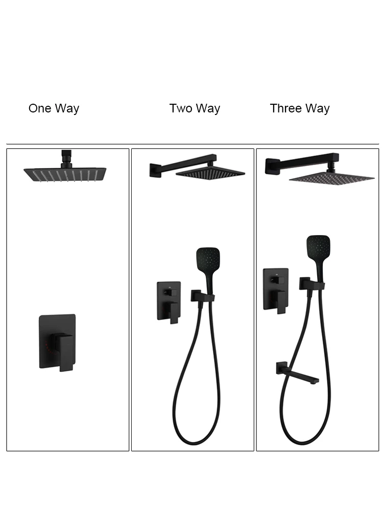 black shower set wall mounted shower faucet mixer 8inch to16inch rainfall bathroom shower tap with handshower rotate bath spout free global shipping