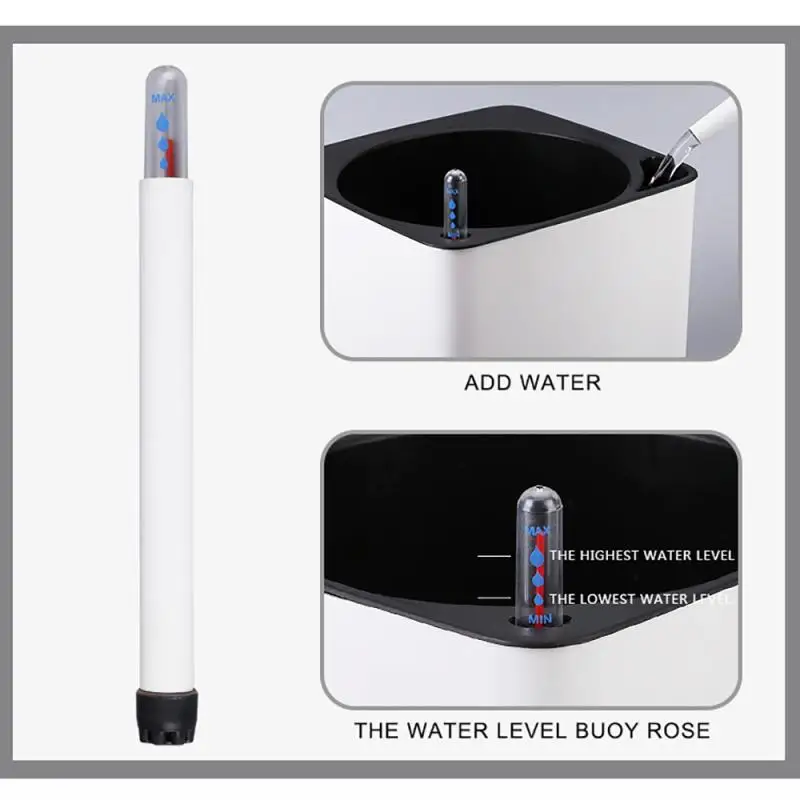 Настольный пластиковый цветочный горшок квадратный с функцией самополива