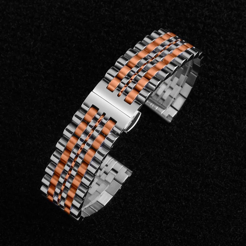 

18 20 22mm Watch Band Push Button Hidden Clasp Bracelet Wristband Stainless Steel Wristwatch Strap Replacement Accessories