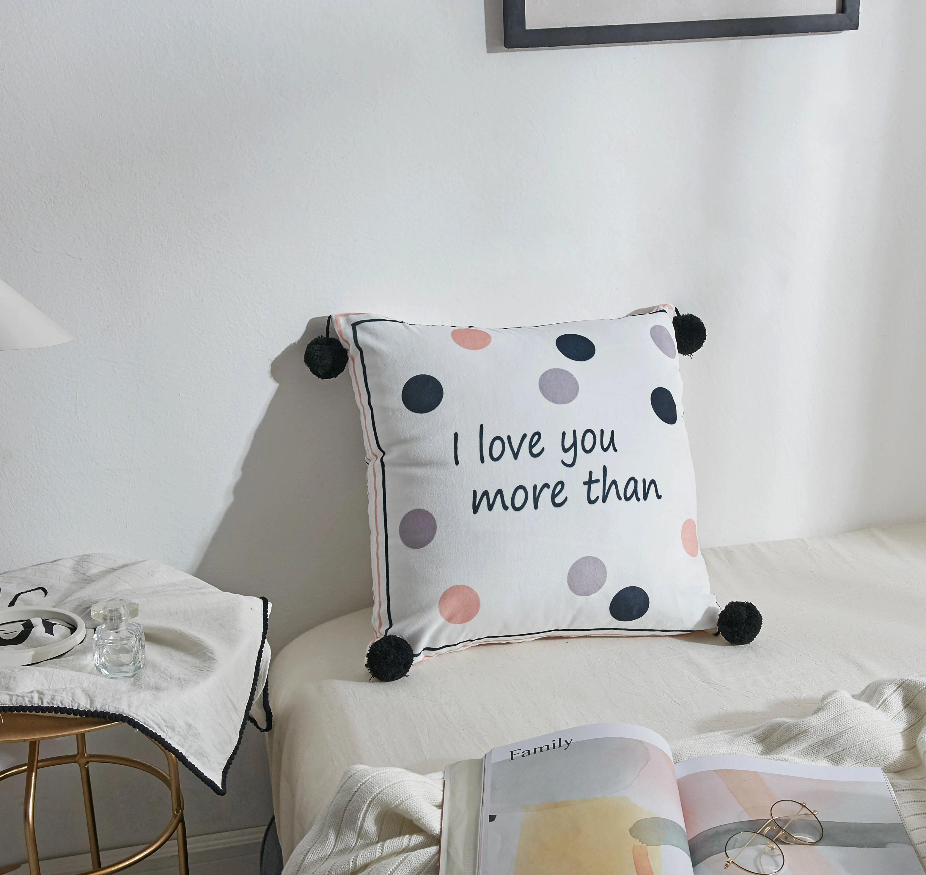 Фламинго квадратная подушка меховой шар Двусторонняя цифровая печать кристалл