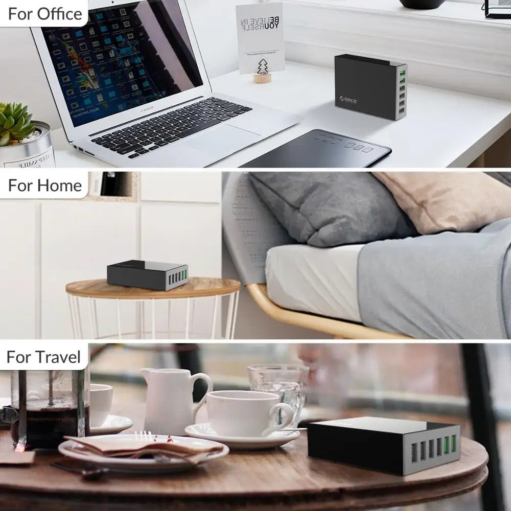 

ORICO USB Charger 6 Ports Smart Desktop Quick Charging Mobile Phone Adapter for Samsung Huawei iPhone