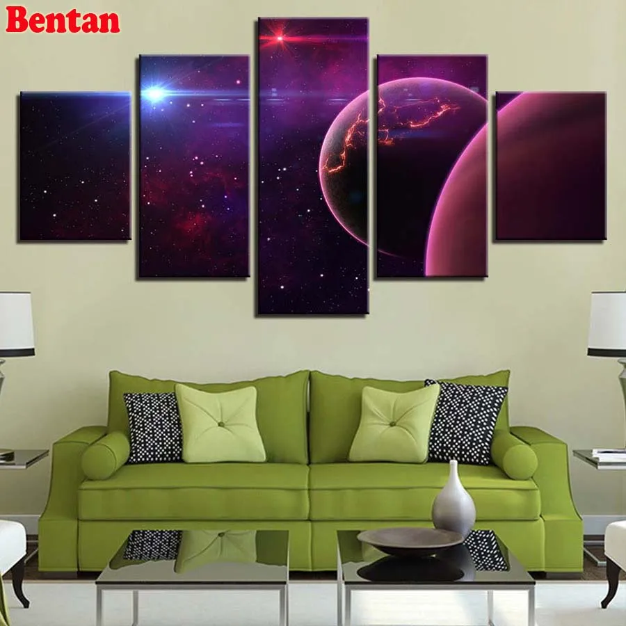 

diy round diamond painting 5 Pcs Universe Planet Earth Diamond mosaic full square drills Cross Stitch Diamond Embroidery scenery