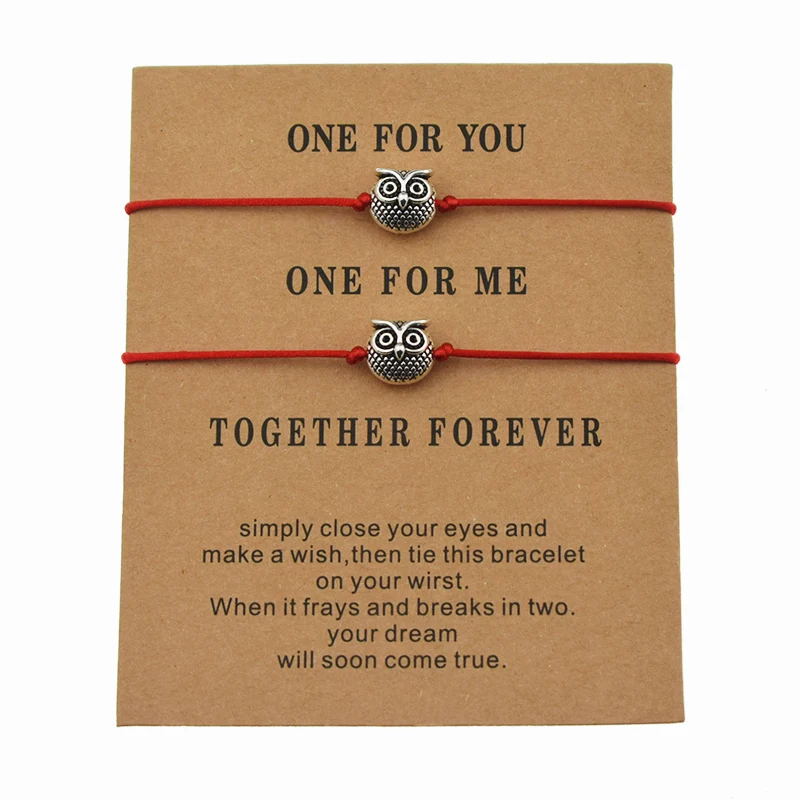 2 шт./компл. модные антикварные шармы в виде совы для пар браслеты дружбы