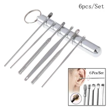 6Pcs Stainless Steel Spiral Ear Pick Spoon Ear Wax Removal Cleaner Ear Care Beauty Tools Multifuncti