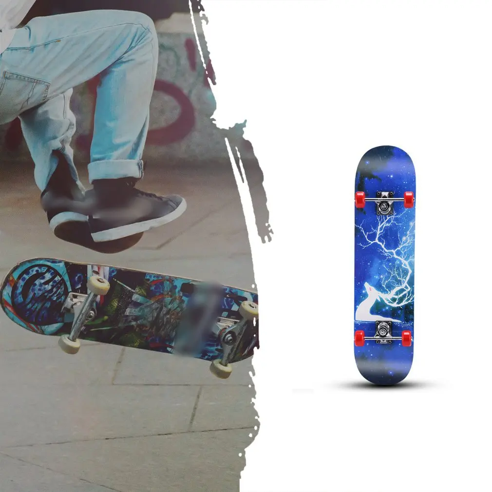 

Two Bare Feet Double Kick Complete Skateboard Cruiser for Teens Beginners Kids Colorful Skating Proffesiona