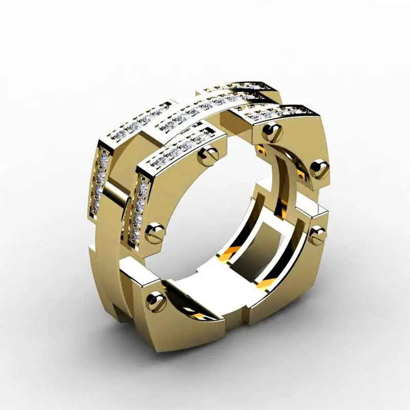 

Creative Rome Style Punk Men Ring Unusually Hiphop Rock Design Ring For Men With Sparkly Stone Fashion Accessories