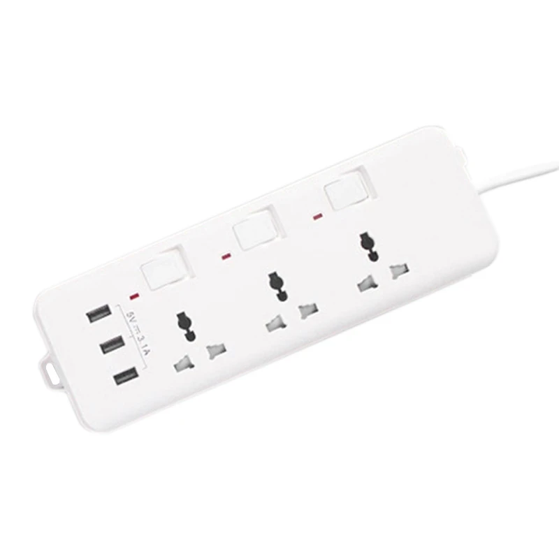 

Power Strip with 3 Outlets and 3 USB Charging Ports Long Extension Cord for Smartphone Tablets Office US Plug
