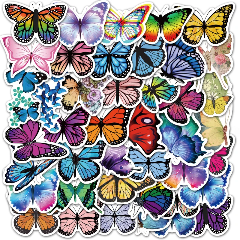 

10/30/50Pcs/Set Butterfly Stickers for Skateboard Guitar Stationery Laptop Sticker DIY Fridge Car Bottle Decals Kids Toys