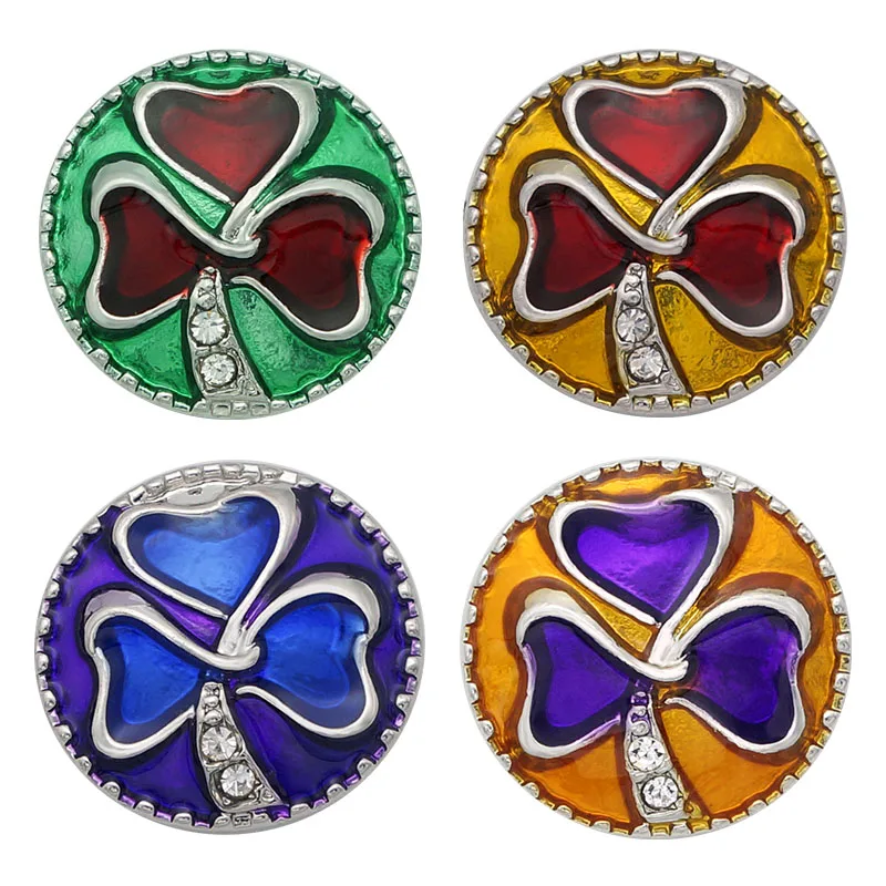 KZ3330 Beauty Lucky Clover Colorful 18MM snap buttons fit 18mm snap bracelet snap jewelry wholesale