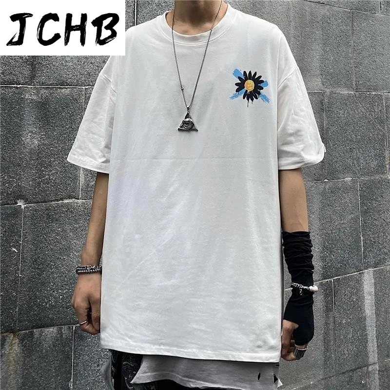 

2021 Graffiti Daisy Print T-shirt Men Cotton t Shirt Short Sleeve Mens t Shirts Streetwear Tshirts Summer Top O-neck Hip Hop Tee