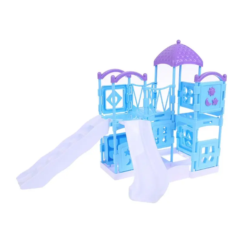 Blue 1/12 кукольный домик, раздвижная игровая лестница, парк развлечений, миниатюры для девочек, горка, садовые игрушки, аксессуары для кукольного дома - Цвет: Blue