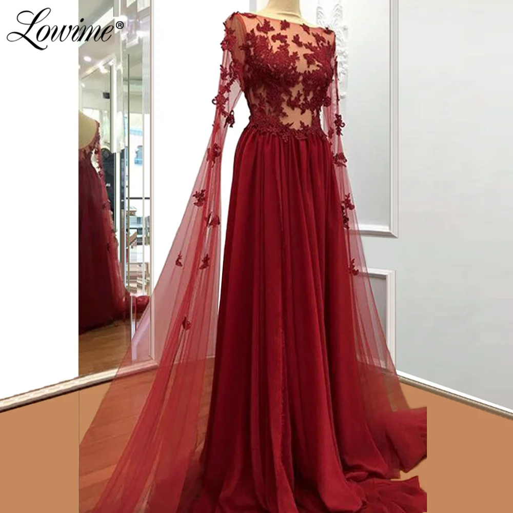 Robe De Soiree иллюзия вечерние платья Aibye аппликация с рукавами крылышками арабское