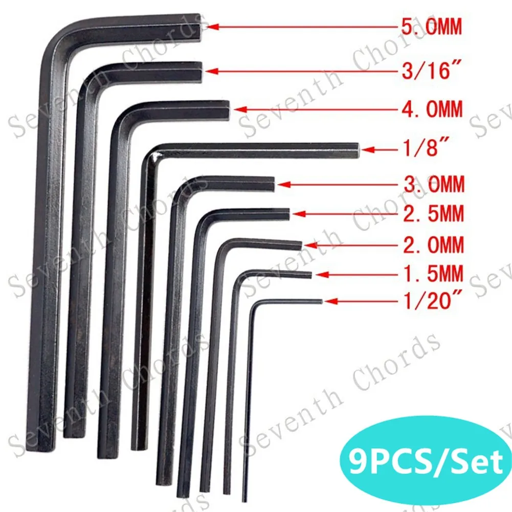 

9Size Acoustic Electric Guitar Bass Wrench Carbon Steel Allen Keys Neck Bridge Truss Rod Tool For Acoustic Electric Guitar Bass