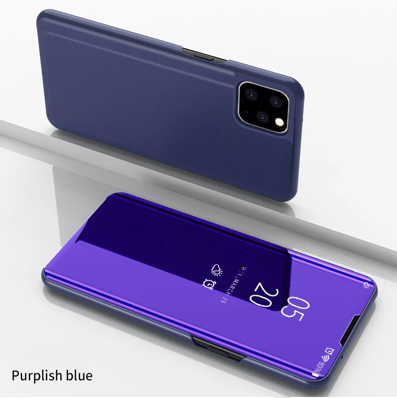100 шт умный зеркальный чехол Clear View для iPhone 11 Pro Max XS XR X 8 7 6 6S Plus, кожаный флип-чехол с подставкой, защитный чехол