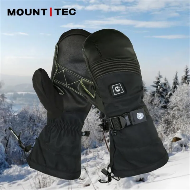Black MOUNTITEC унисекс исследователей 4S с электрическим подогревом варежки Li-Батарея САМОНАГРЕВАЮЩАЯСЯ Сенсорный экран козьей бини шапки-бини шапки, 3 м Водонепроницаемый, 8H - Color: Black