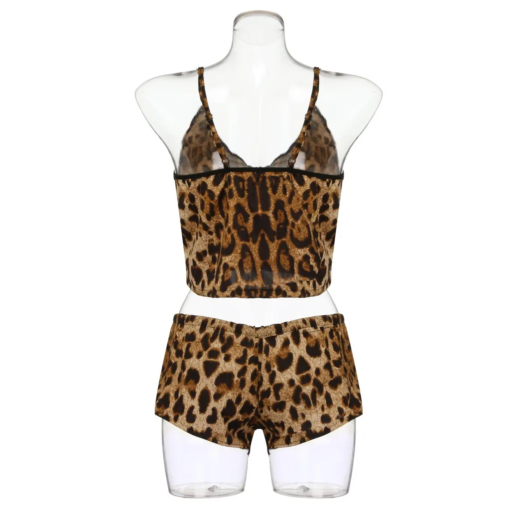 

New Women pajamas Set Plus Size XXXL Sexy Lingerie Bow Leopard Underwear Sleepwear Set Seamless Soft Bras Sets Brassiere Femme#3