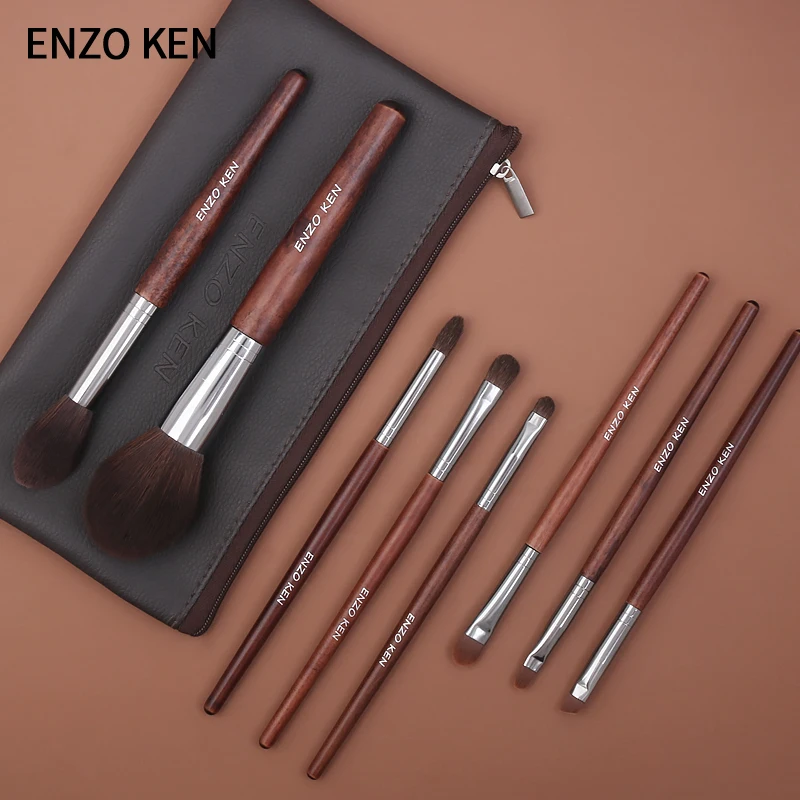 Кисти для макияжа с сумкой ENZO KEN набор кисточек из 8 румян пудра тени век | Красота
