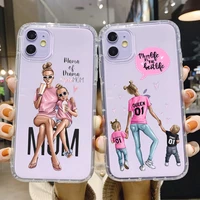 cute girl love mom phone case for iphone 13 pro 12 pro 11 pro max 8 6 7 plus xs max xr mothers day gift tpu transparent cover