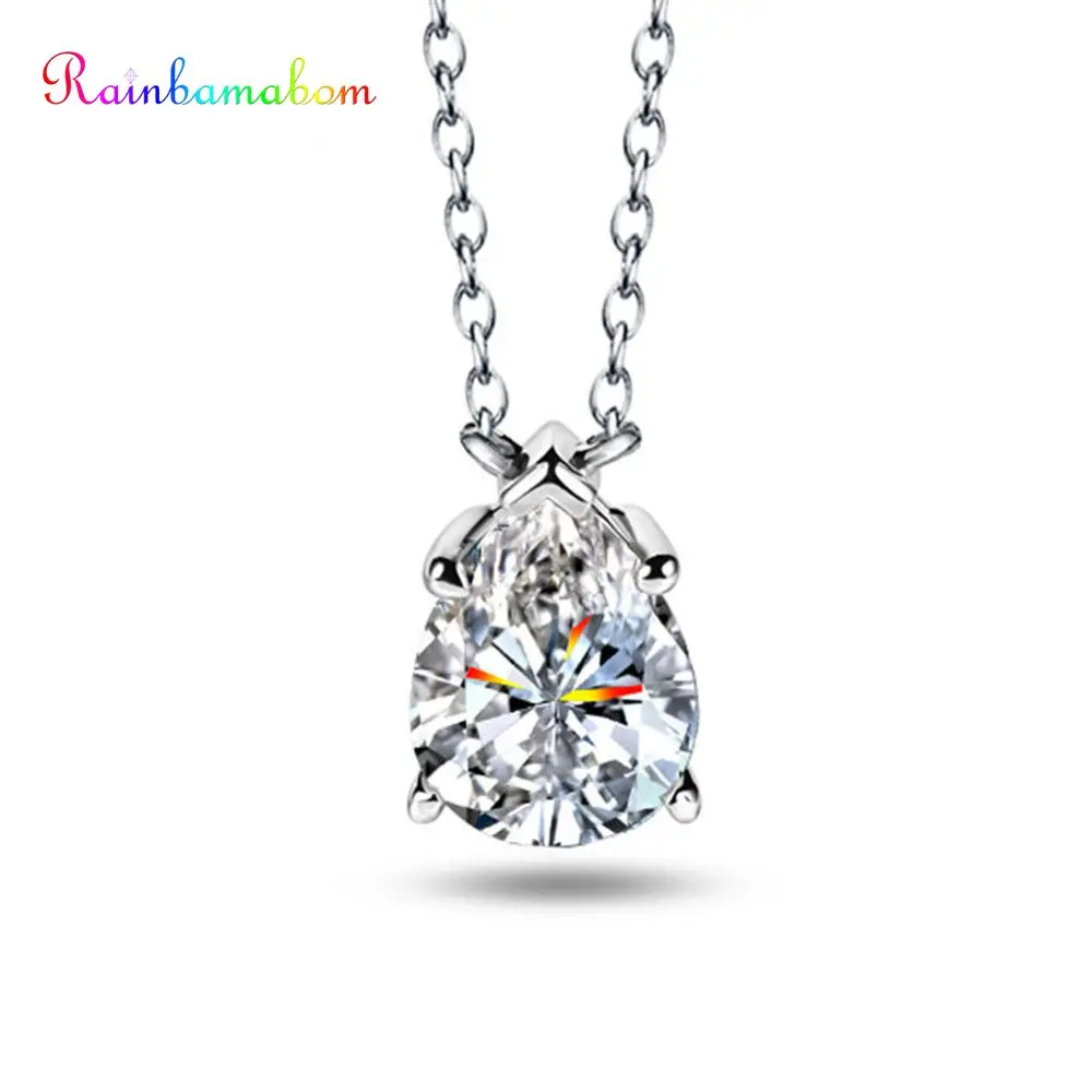 Цепочка с кулоном из серебра 925 пробы муассанитом|Ожерелья| |