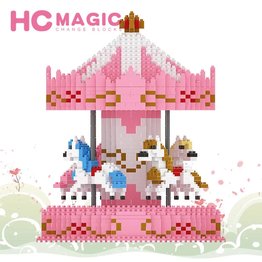 HC MAGIC 1014 Алмазная карусель фламинго лошадь торт в сборе модель строительные блоки